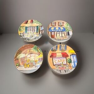 Set of (4) 6" Ceramic Bread Plates From the Avon "French Market Collection"